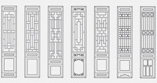 松阳常用中式仿古花窗图案隔断设计图